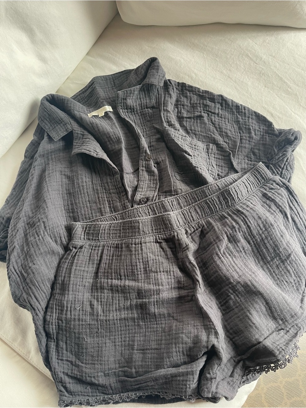Women's Charcoal Gray Gauze Lounge Shorts